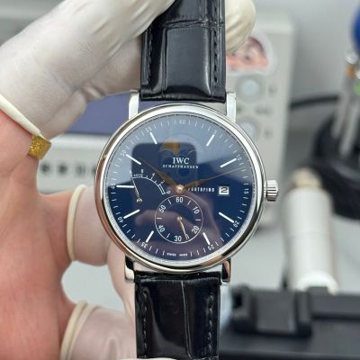 IWC Portofino IW510103 316L Steel Mechanical Movement Italian Calfskin Leather Strap Blue Dial Watch